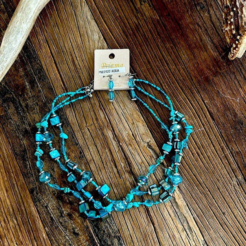 Turquoise Blue Necklace and Matching Earrings
